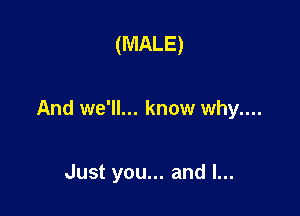 (MALE)

And we'll... know why....

Just you... and l...