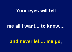 Your eyes will tell

me all I want... to know...,

and never let.... me go,