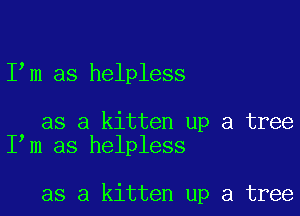 lam as helpless

as a kitten up a tree
lam as helpless

as a kitten up a tree