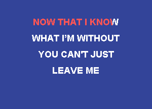 NOW THAT I KNOW
WHAT PM WITHOUT
YOU CAN'T JUST

LEAVE ME