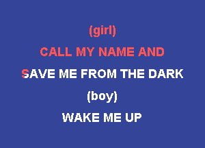 (girl)
CALL MY NAME AND
SAVE ME FROM THE DARK

(boy)
WAKE ME UP