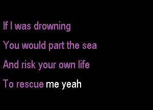 Ifl was drowning

You would part the sea

And risk your own life

To rescue me yeah