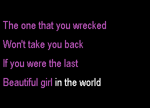 The one that you wrecked
Won't take you back

If you were the last

Beautiful girl in the world
