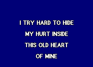 I TRY HARD TO HIDE

MY HURT INSIDE
THIS OLD HEART
OF MINE