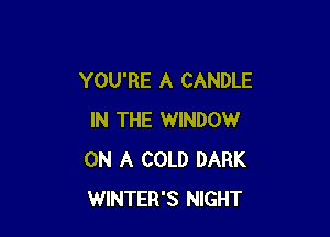 YOU'RE A CANDLE

IN THE WINDOW
ON A COLD DARK
WINTER'S NIGHT