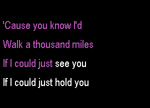 'Cause you know I'd
Walk a thousand miles

lfl could just see you

lfl could just hold you