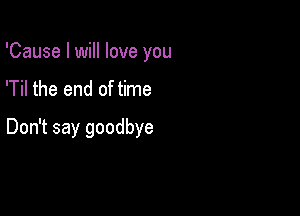 'Cause I will love you
'Til the end of time

Don't say goodbye