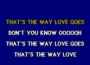 THAT'S THE WAY LOVE GOES
DON'T YOU KNOWr 00000H
THAT'S THE WAY LOVE GOES
THAT'S THE WAY LOVE