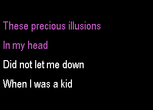 These precious illusions

In my head
Did not let me down

When I was a kid