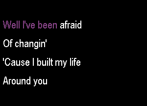 Well I've been afraid

Of changin'

'Cause I built my life

Around you