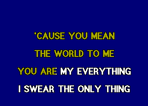 'CAUSE YOU MEAN

THE WORLD TO ME
YOU ARE MY EVERYTHING
I SWEAR THE ONLY THING