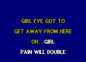 GIRL I'VE GOT TO

GET AWAY FROM HERE
0H.. GIRL
PAIN WILL DOUBLE