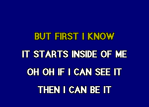 BUT FIRST I KNOW

IT STARTS INSIDE OF ME
0H 0H IF I CAN SEE IT
THEN I CAN BE IT