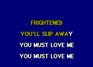 FRIGHTENED

YOU'LL SLIP AWAY
YOU MUST LOVE ME
YOU MUST LOVE ME