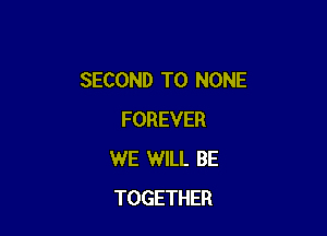 SECOND T0 NONE

FOREVER
WE WILL BE
TOGETHER