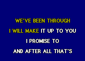 WE'VE BEEN THROUGH

I WILL MAKE IT UP TO YOU
I PROMISE TO
AND AFTER ALL THAT'S
