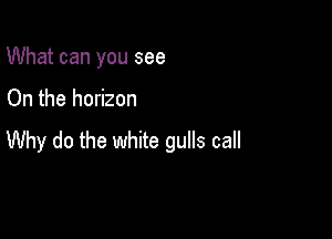 What can you see

On the horizon

Why do the white gulls call