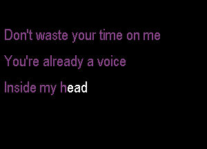 Don't waste your time on me

You're already a voice

Inside my head