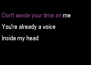 Don't waste your time on me

You're already a voice

Inside my head