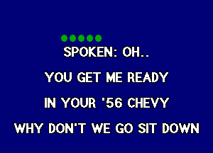 SPOKENz 0H. .

YOU GET ME READY
IN YOUR '56 CHEVY
WHY DON'T WE GO SIT DOWN