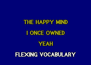 THE HAPPY MIND

I ONCE OWNED
YEAH
FLEXING VOCABULARY