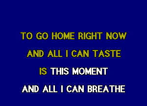 TO GO HOME RIGHT NOW

AND ALL I CAN TASTE
IS THIS MOMENT
AND ALL I CAN BREATHE