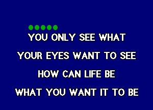 YOU ONLY SEE WHAT

YOUR EYES WANT TO SEE
HOW CAN LIFE BE
WHAT YOU WANT IT TO BE