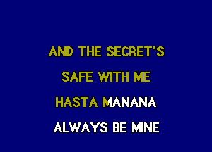 AND THE SECRET'S

SAFE WITH ME
HASTA MANANA
ALWAYS BE MINE