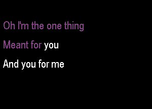 Oh I'm the one thing

Meant for you

And you for me