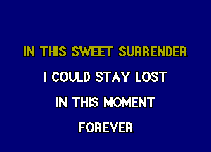 IN THIS SWEET SURRENDER

I COULD STAY LOST
IN THIS MOMENT
FOREVER