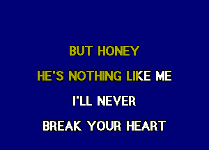 BUT HONEY

HE'S NOTHING LIKE ME
I'LL NEVER
BREAK YOUR HEART