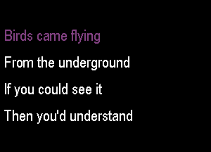 Birds came flying

From the underground

If you could see it

Then you'd understand