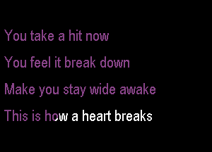 You take a hit now

You feel it break down

Make you stay wide awake

This is how a heart breaks