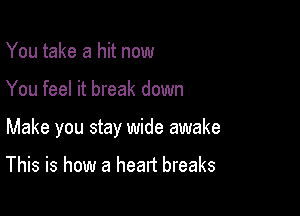 You take a hit now

You feel it break down

Make you stay wide awake

This is how a heart breaks