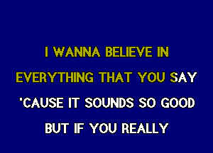 I WANNA BELIEVE IN

EVERYTHING THAT YOU SAY
'CAUSE IT SOUNDS SO GOOD
BUT IF YOU REALLY