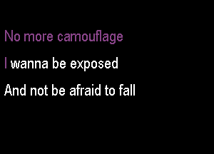 No more camouHage

I wanna be exposed

And not be afraid to fall