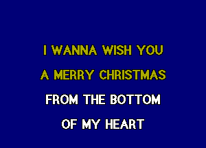 I WANNA WISH YOU

A MERRY CHRISTMAS
FROM THE BOTTOM
OF MY HEART