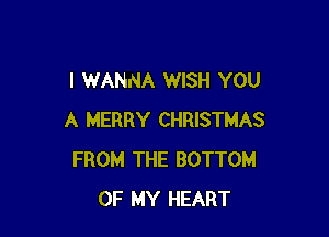 I WANNA WISH YOU

A MERRY CHRISTMAS
FROM THE BOTTOM
OF MY HEART