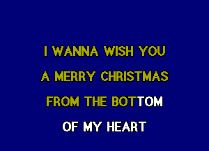 I WANNA WISH YOU

A MERRY CHRISTMAS
FROM THE BOTTOM
OF MY HEART