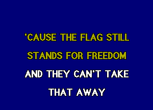 'CAUSE THE FLAG STILL

STANDS FOR FREEDOM
AND THEY CAN'T TAKE
THAT AWAY