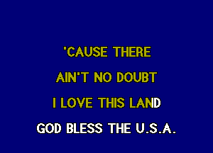 'CAUSE THERE

AIN'T N0 DOUBT
I LOVE THIS LAND
GOD BLESS THE U.S.A.