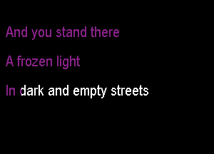 And you stand there
A frozen light

In dark and empty streets