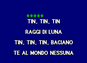 TIN. TIN, TIN

RAGGI DI LUNA
TIN, TIN, TIN, BACIANO
TE AL MONDO NESSUNA