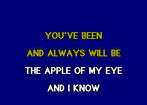 YOU'VE BEEN

AND ALWAYS WILL BE
THE APPLE OF MY EYE
AND I KNOW