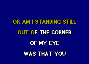 0R AM I STANDING STILL

OUT OF THE CORNER
OF MY EYE
WAS THAT YOU