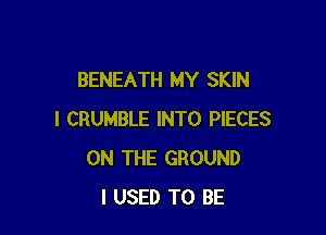 BENEATH MY SKIN

I CRUMBLE INTO PIECES
ON THE GROUND
I USED TO BE