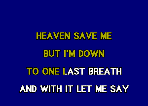 HEAVEN SAVE ME

BUT I'M DOWN
TO ONE LAST BREATH
AND WITH IT LET ME SAY
