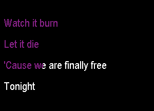 Watch it burn
Let it die

'Cause we are finally free

Tonight
