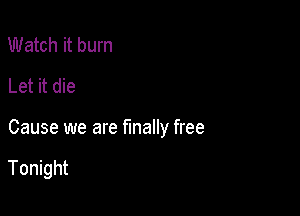 Watch it burn
Let it die

Cause we are finally free

Tonight