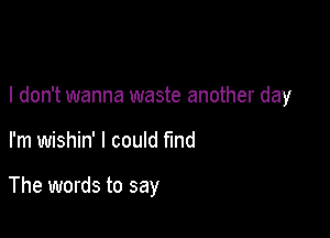 I don't wanna waste another day

I'm wishin' I could fmd

The words to say